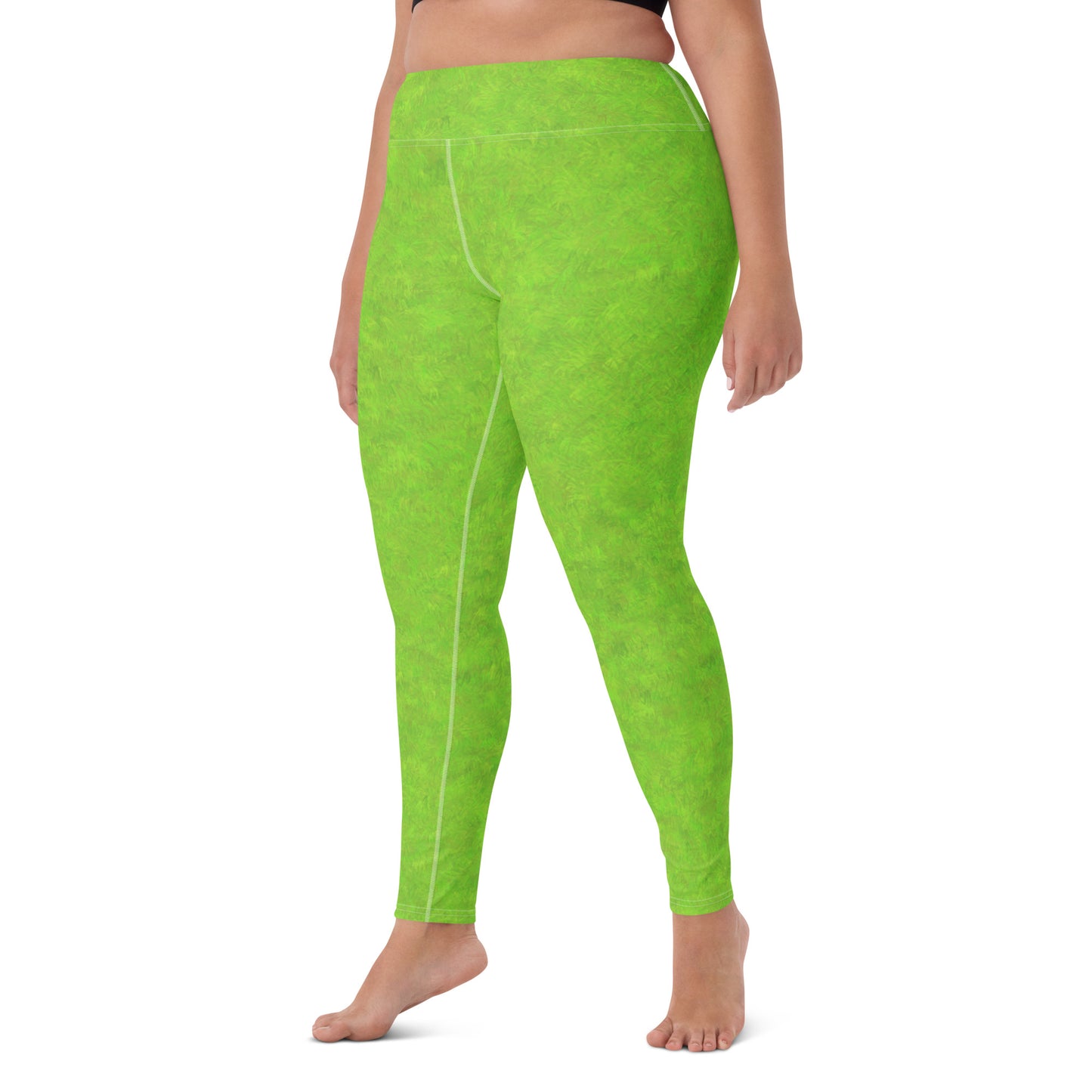 Green Fur Print Yoga Leggings