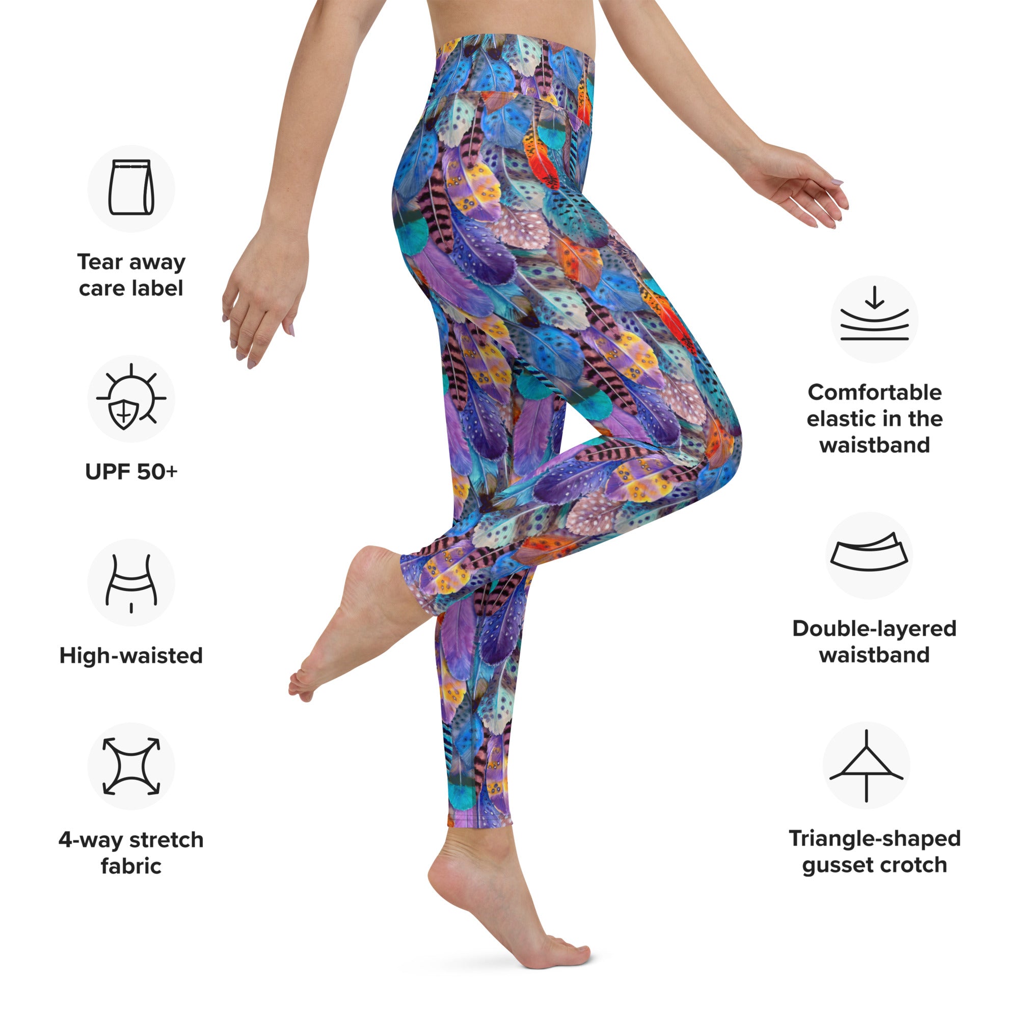 Colorful Feathers Print Yoga Leggings