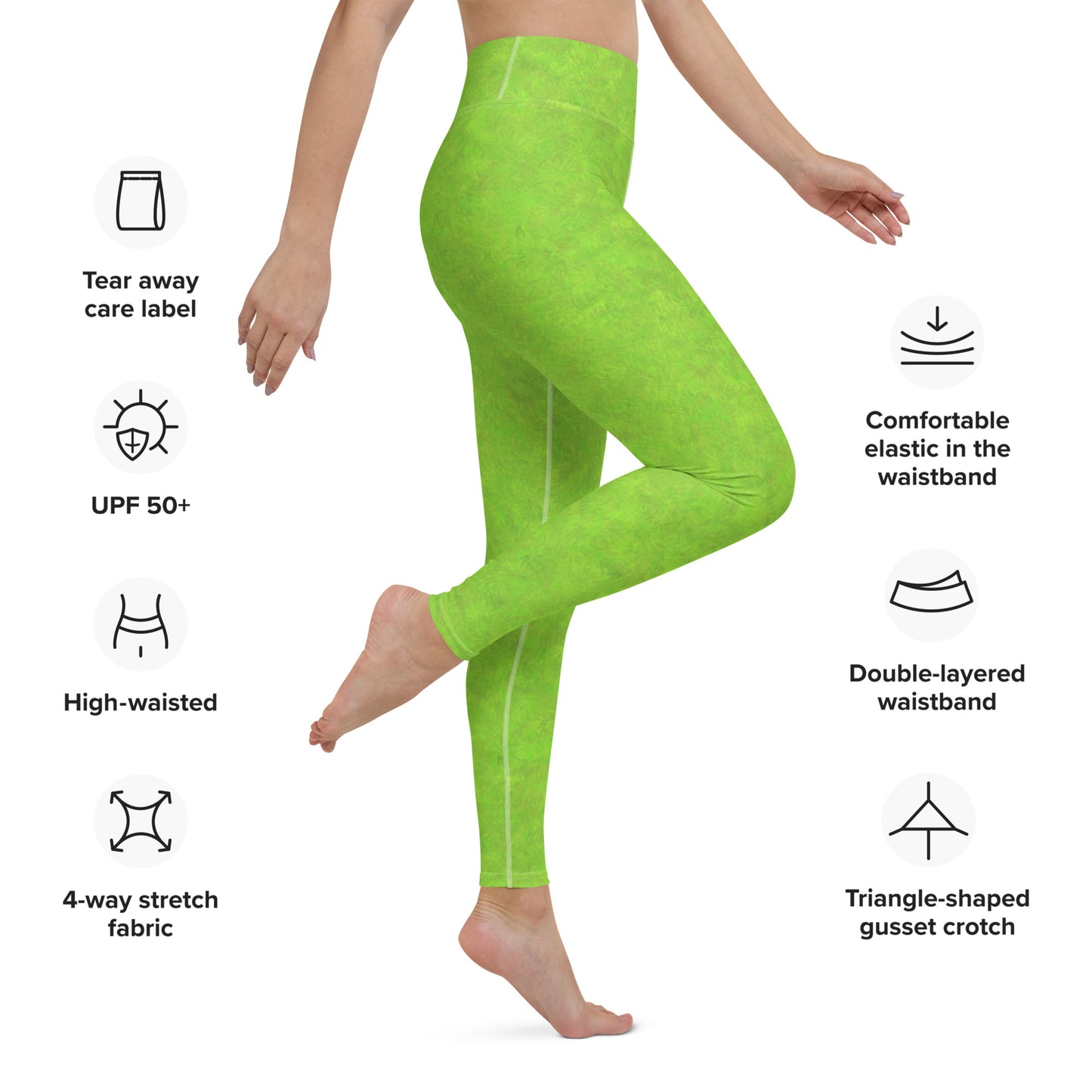 Green Fur Print Yoga Leggings