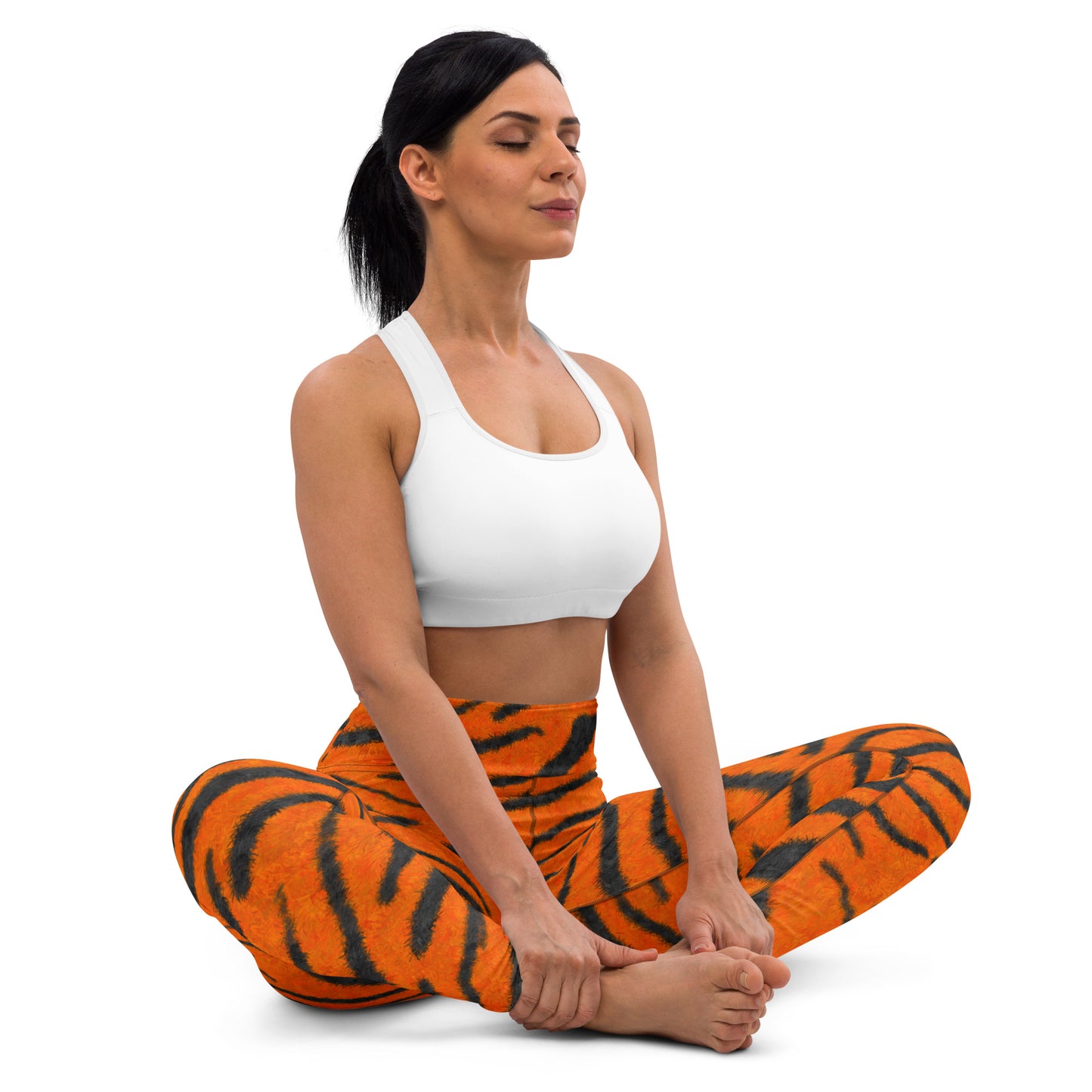 Fuzzy Tiger Stripe Print Yoga Leggings