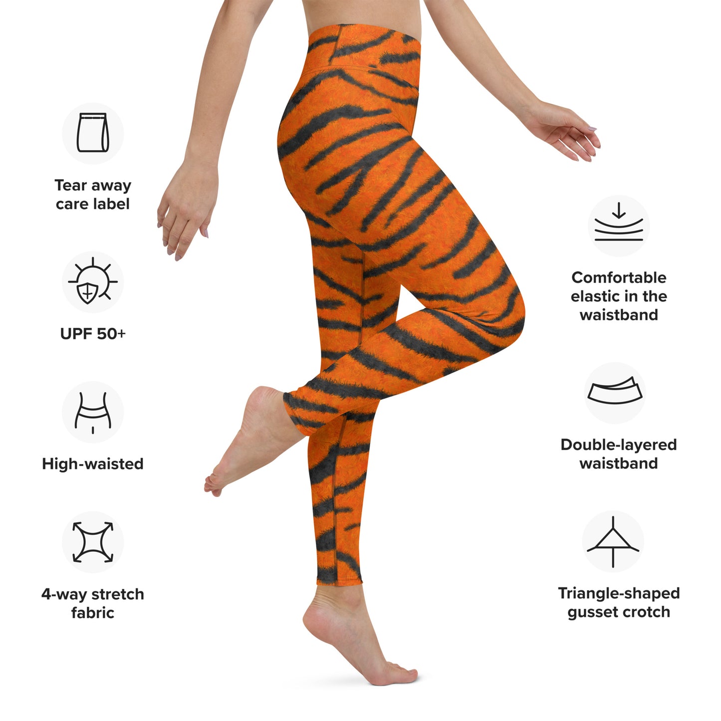 Fuzzy Tiger Stripe Print Yoga Leggings