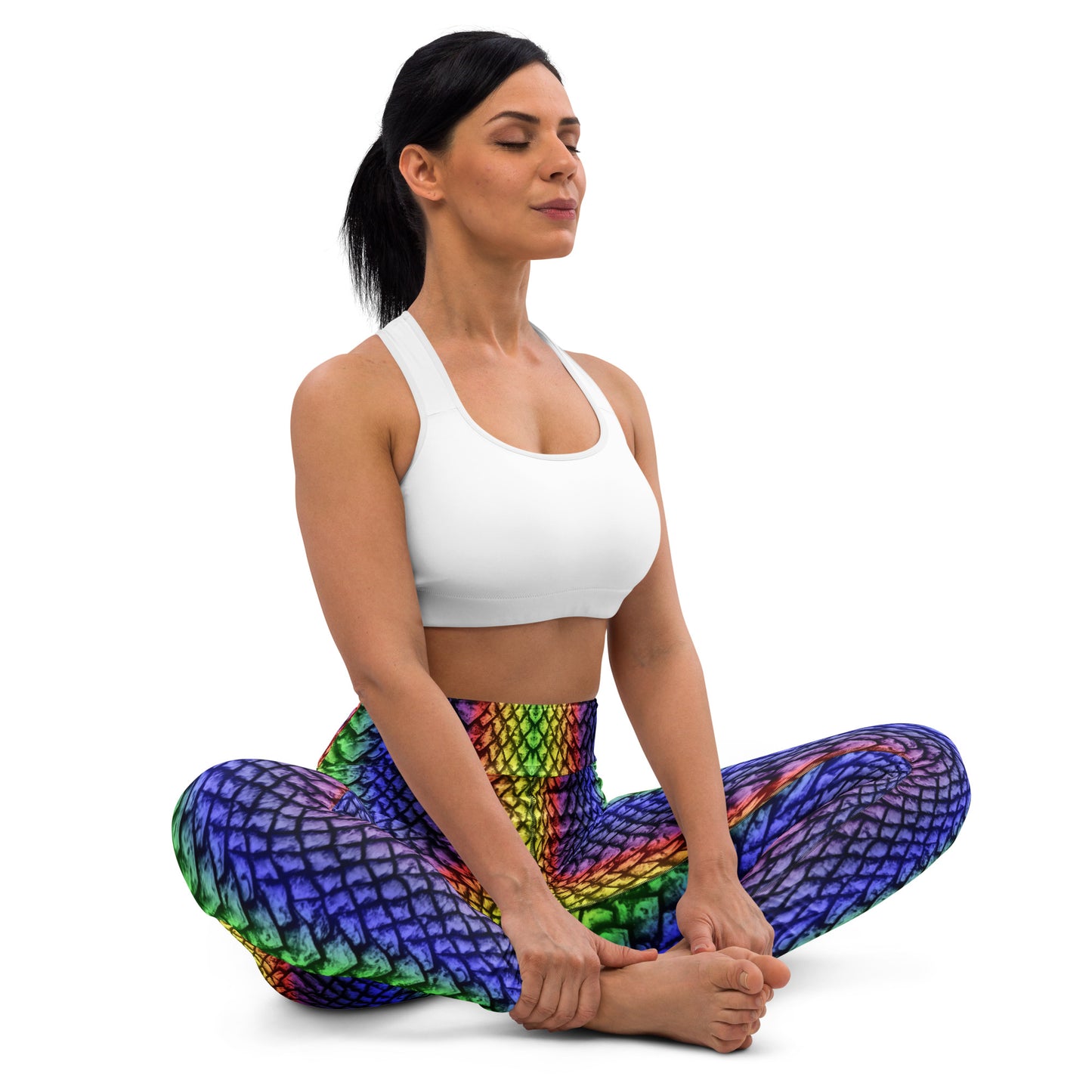Rainbow Dragon Scale Yoga Leggings