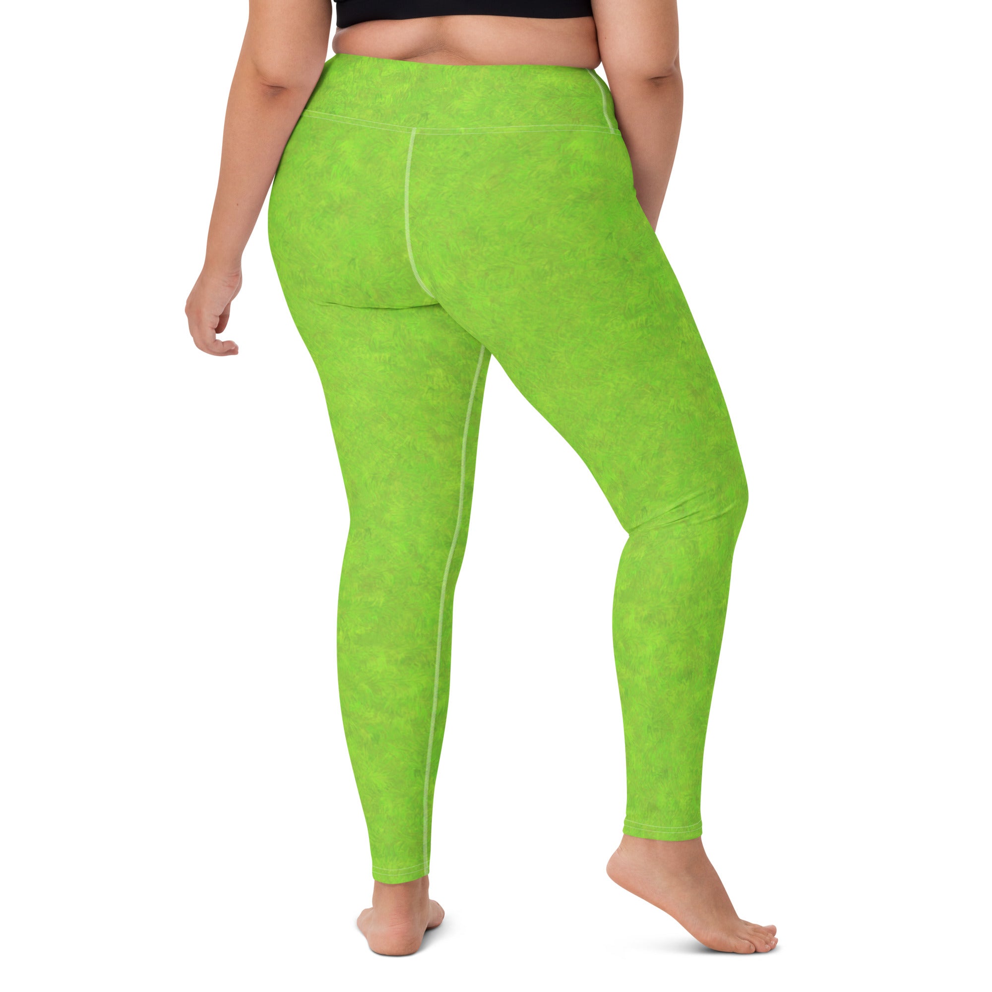 Green Fur Print Yoga Leggings