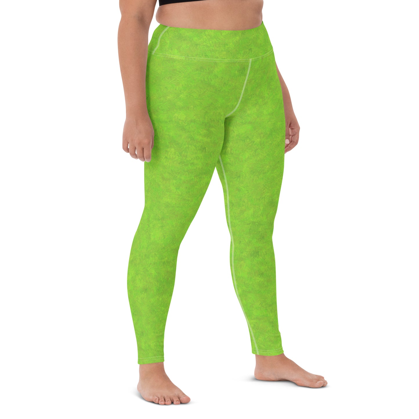 Green Fur Print Yoga Leggings