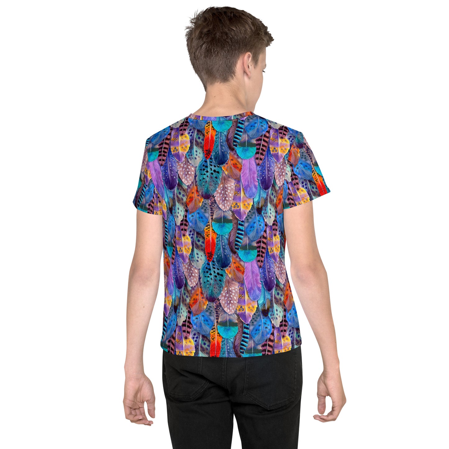 Colorful Feathers Print Youth T-shirt