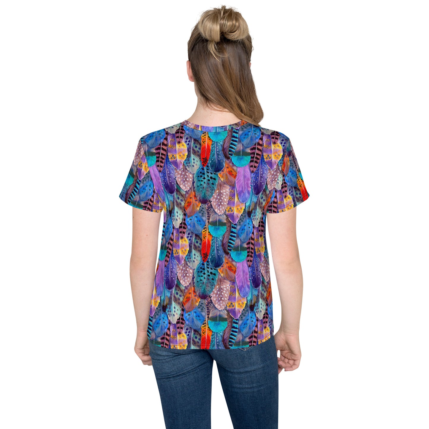 Colorful Feathers Print Youth T-shirt