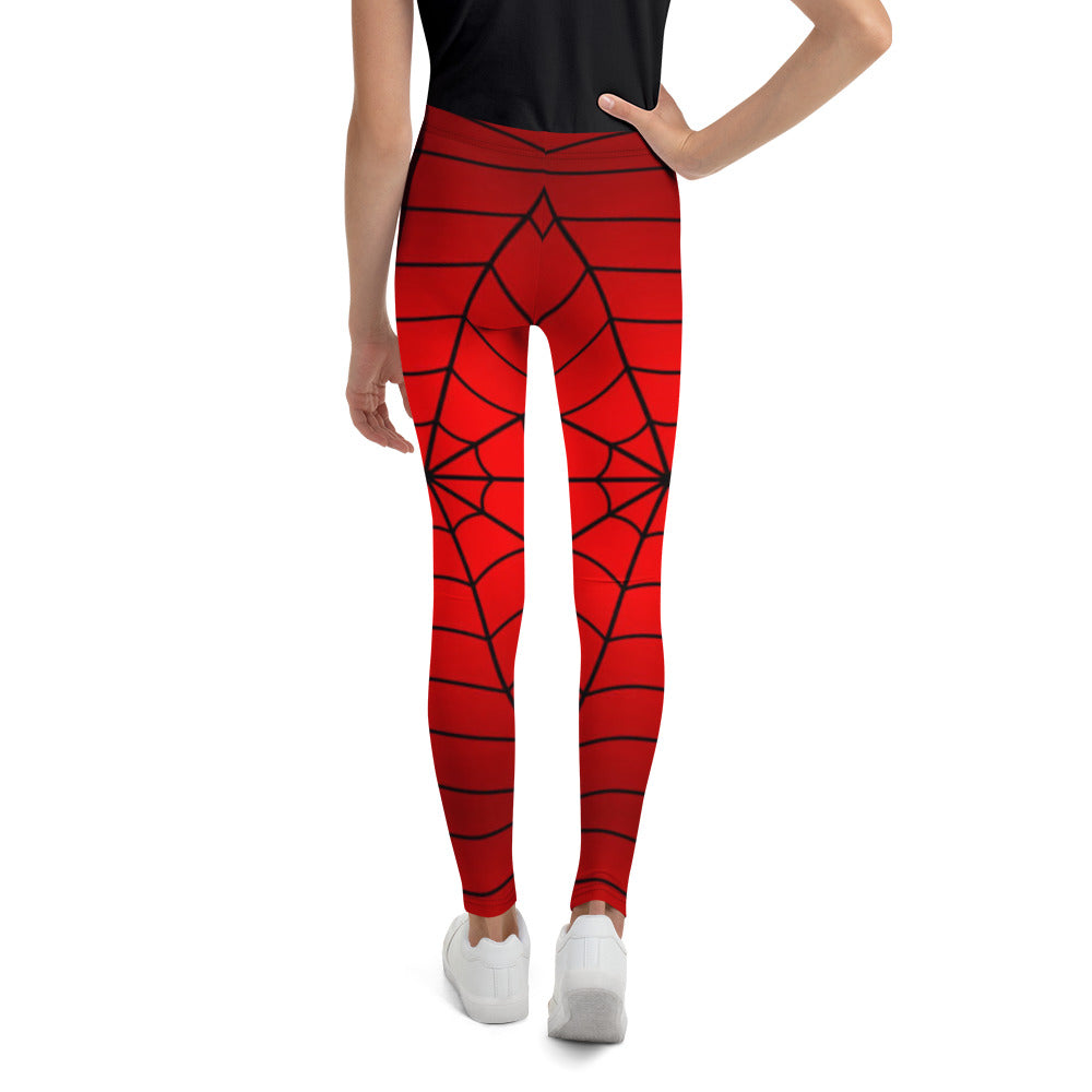 Crimson Spider Web Youth Leggings