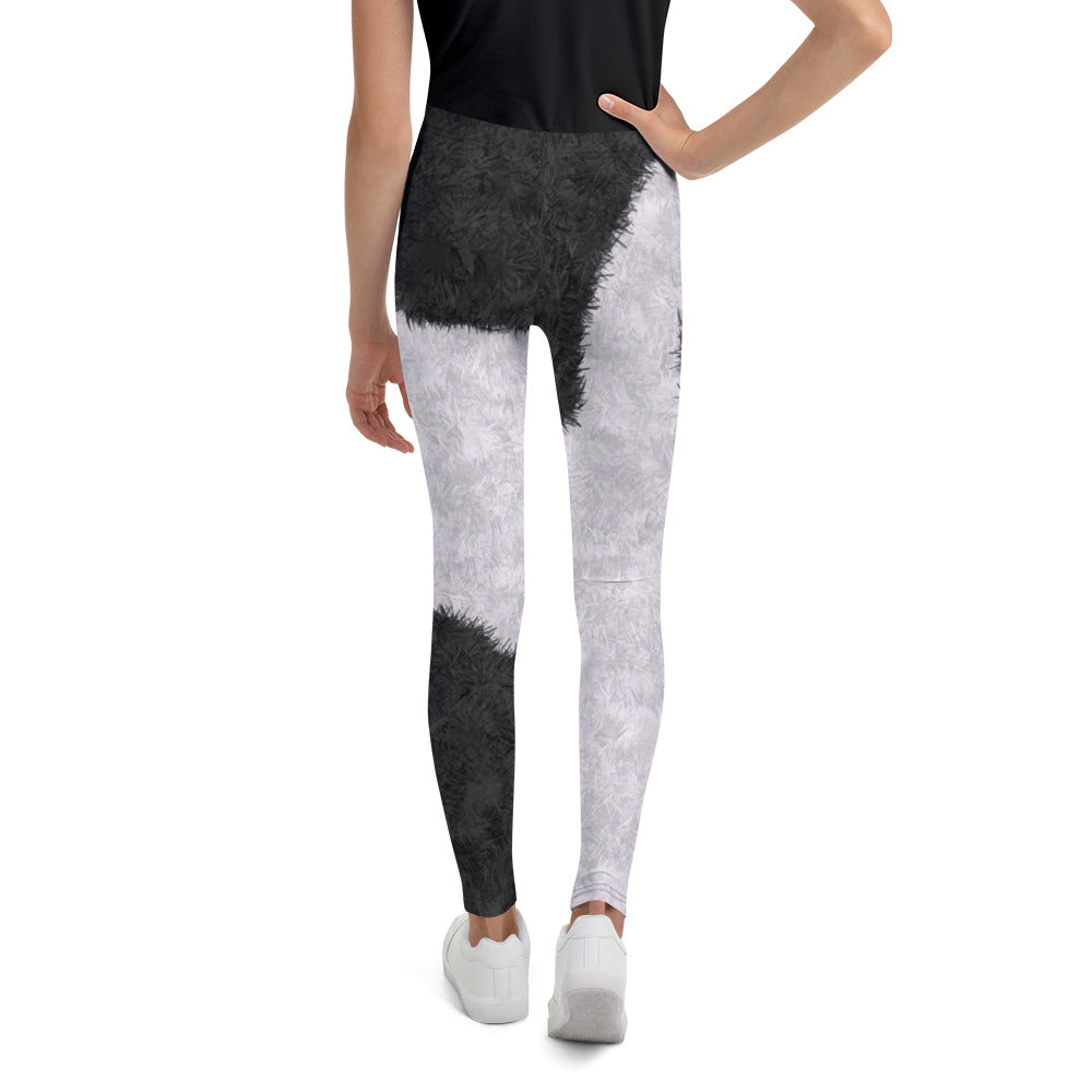 Black and White Fur Print Youth Leggings