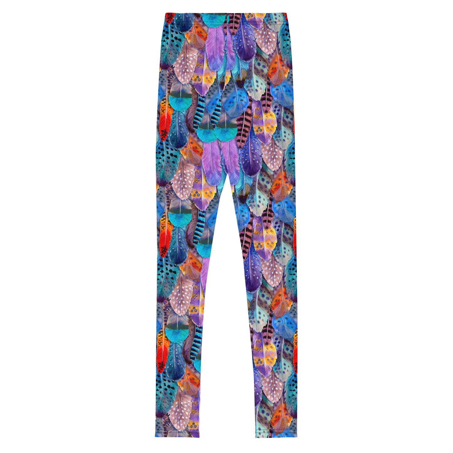 Colorful Feathers Print Youth Leggings