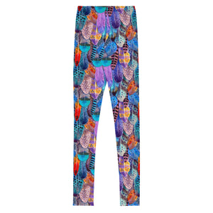 Colorful Feathers Print Youth Leggings