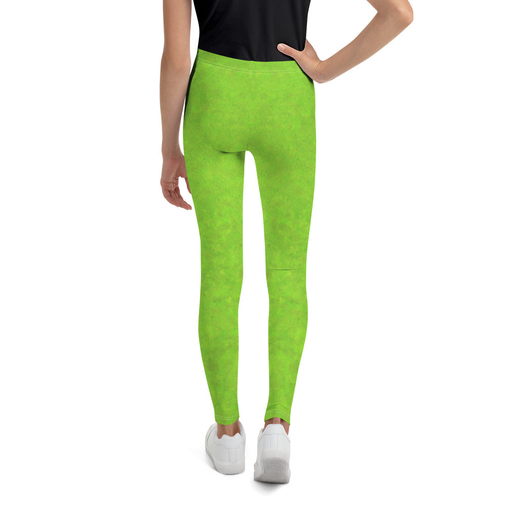 Green Fur Print Youth Leggings