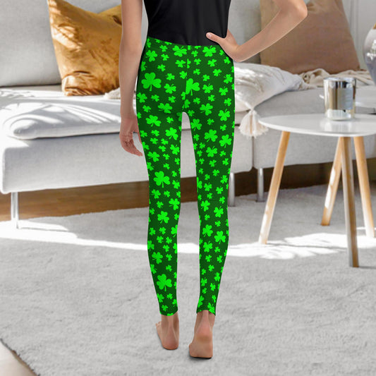 Shamrock Print Youth Leggings