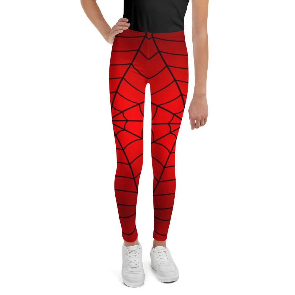 Crimson Spider Web Youth Leggings