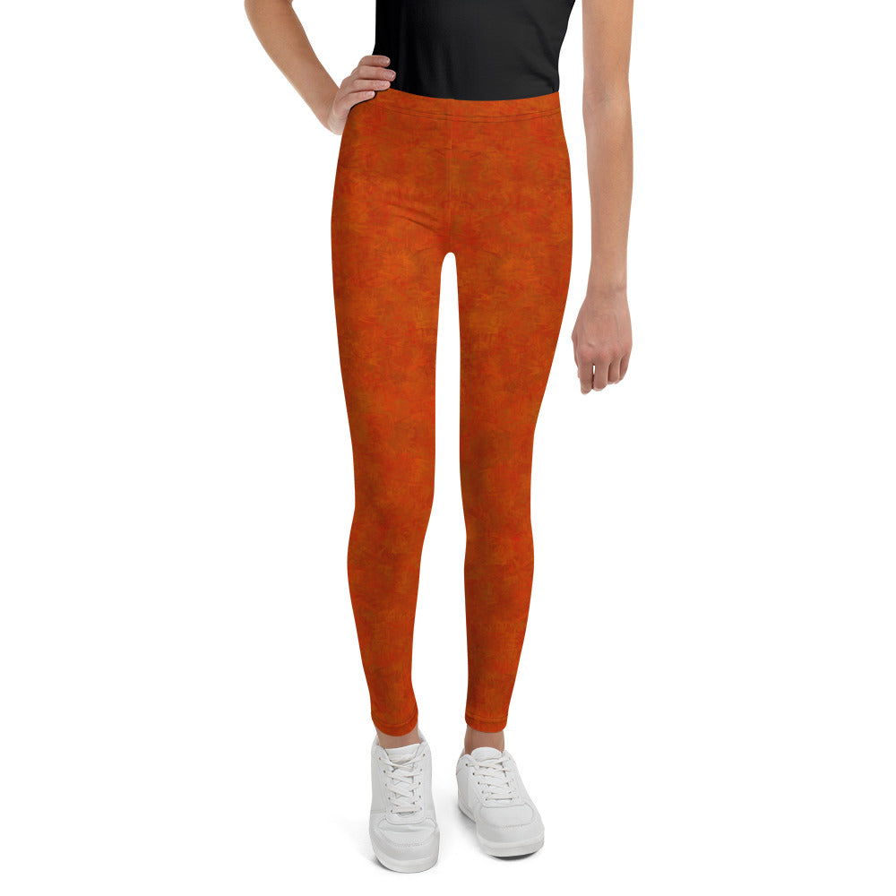 Orange Cat Fur Print Youth Leggings