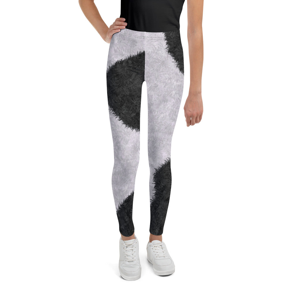 Black and White Fur Print Youth Leggings