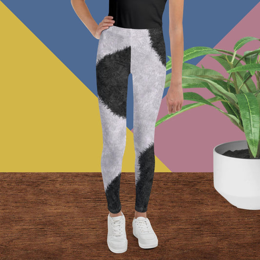 Black and White Fur Print Youth Leggings