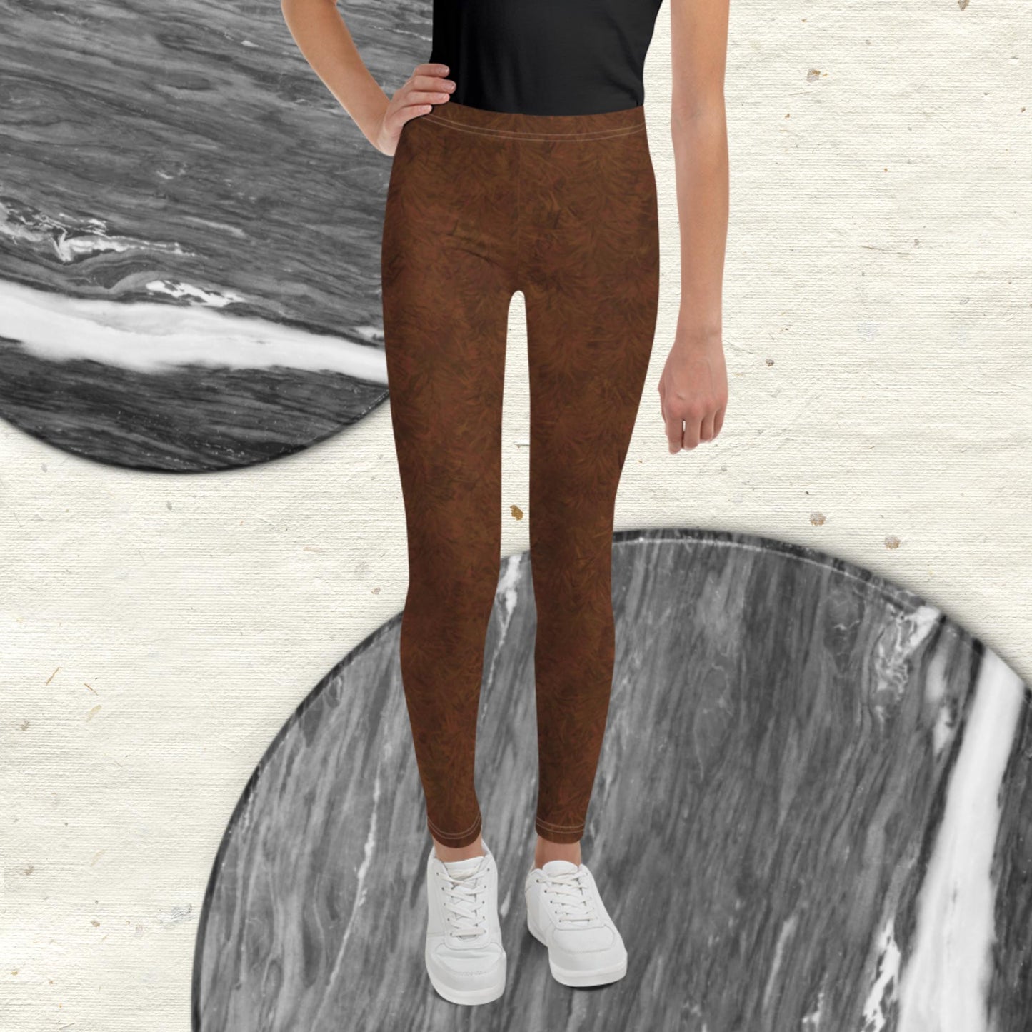 Brown Fur Print Youth Leggings