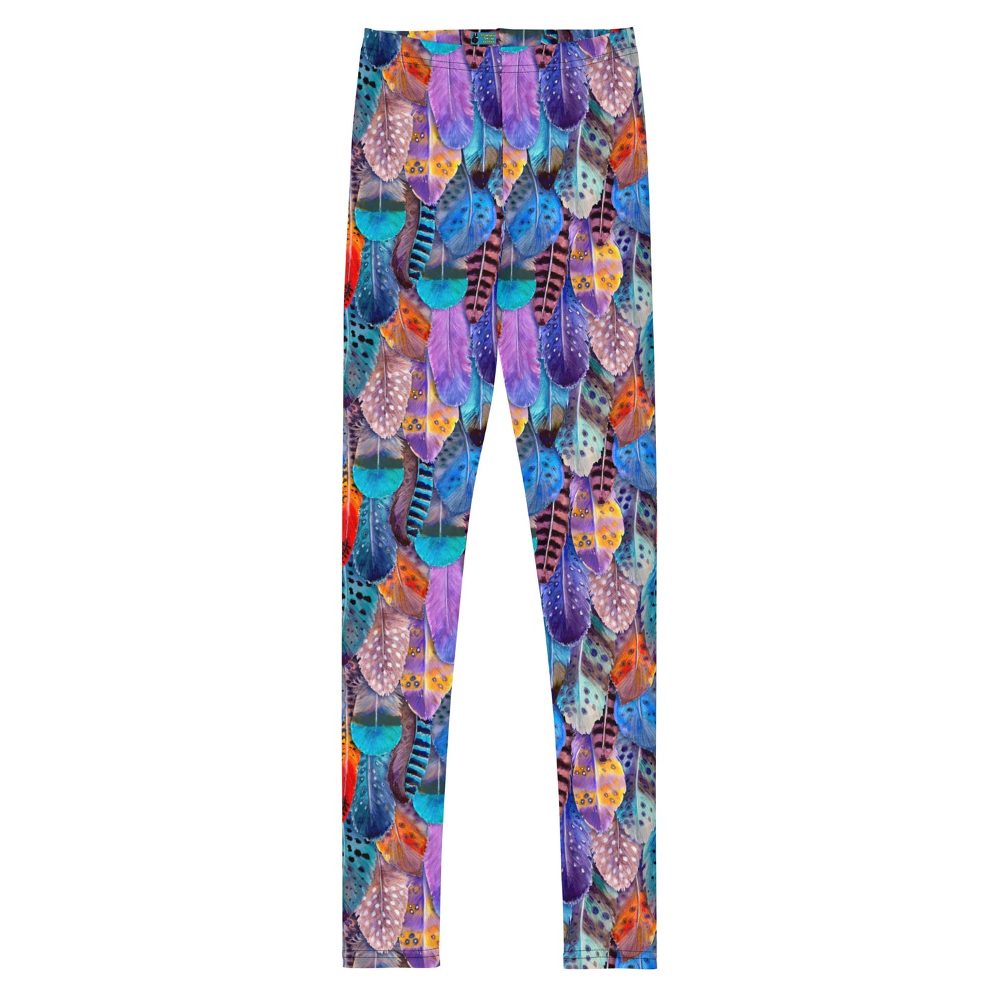 Colorful Feathers Print Youth Leggings