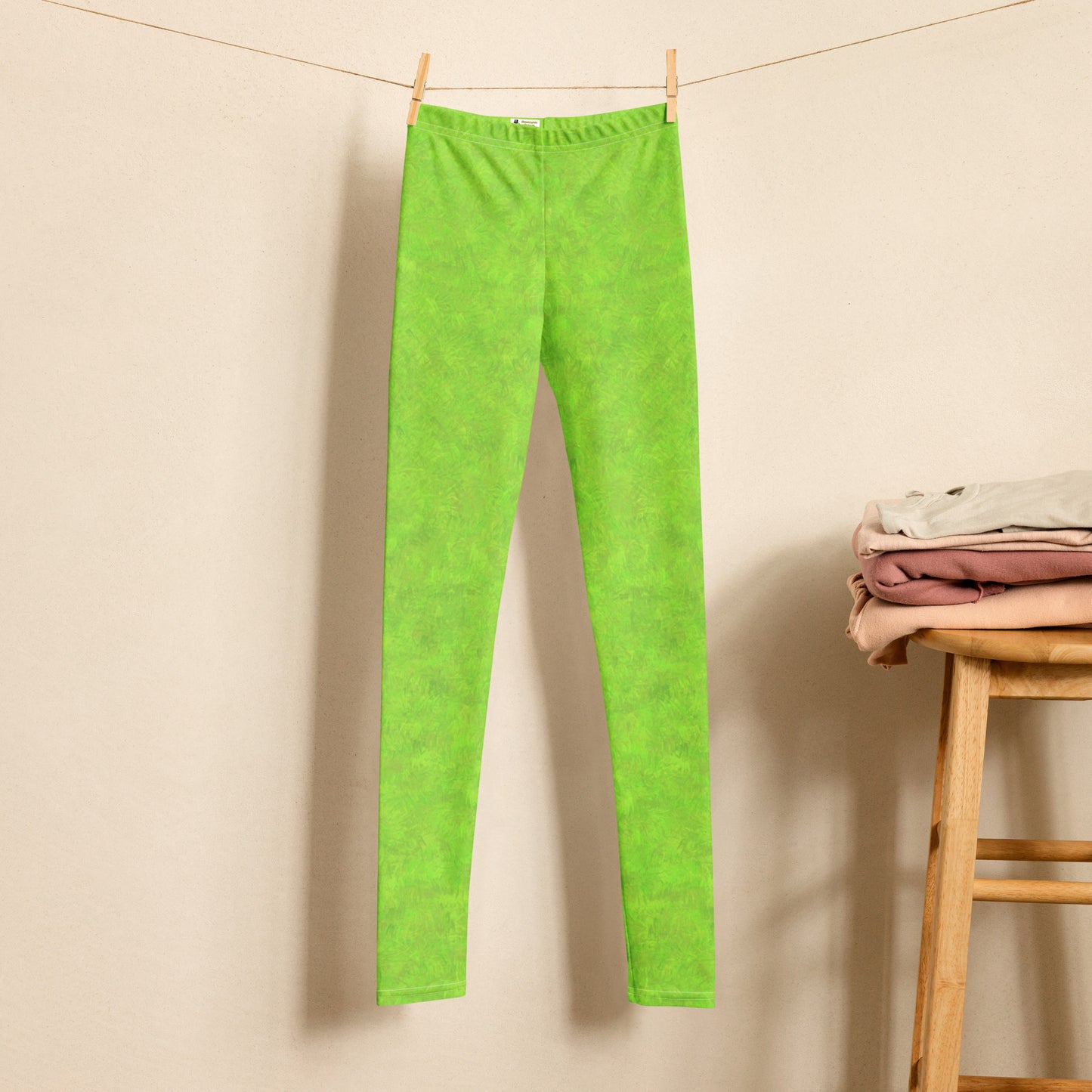 Green Fur Print Youth Leggings