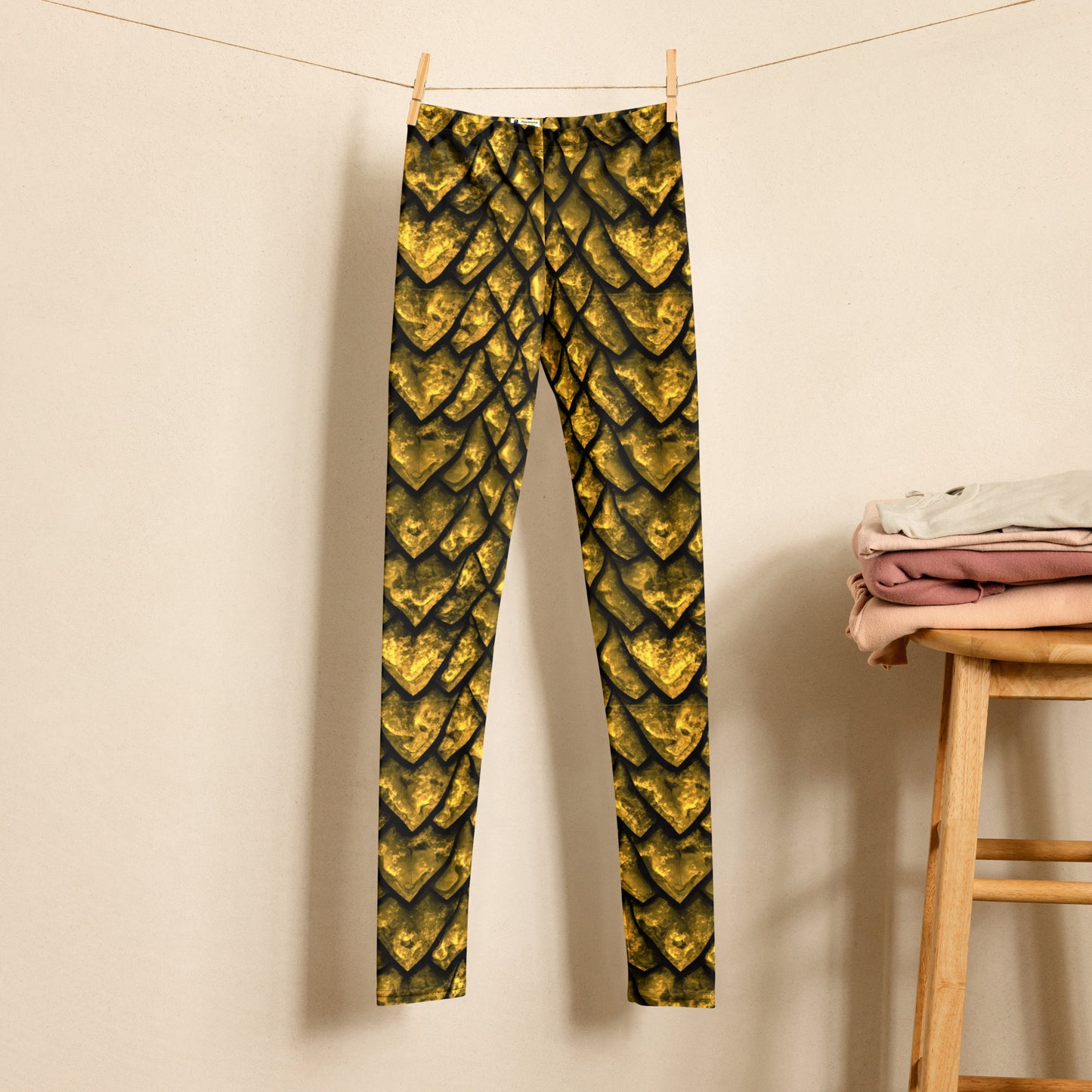 Gold Dragon Scale Youth Leggings