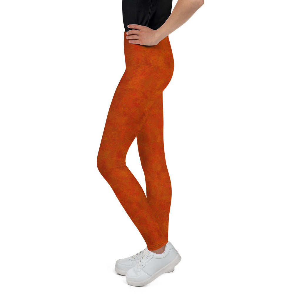 Orange Cat Fur Print Youth Leggings