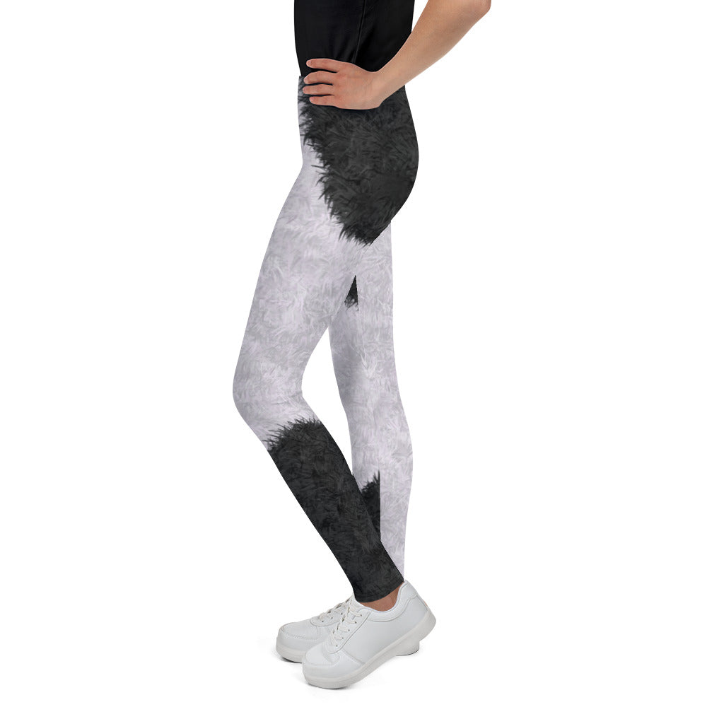 Black and White Fur Print Youth Leggings