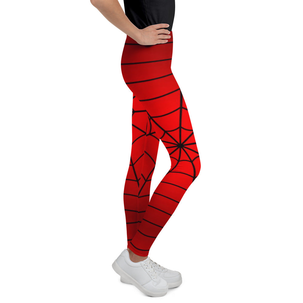 Crimson Spider Web Youth Leggings