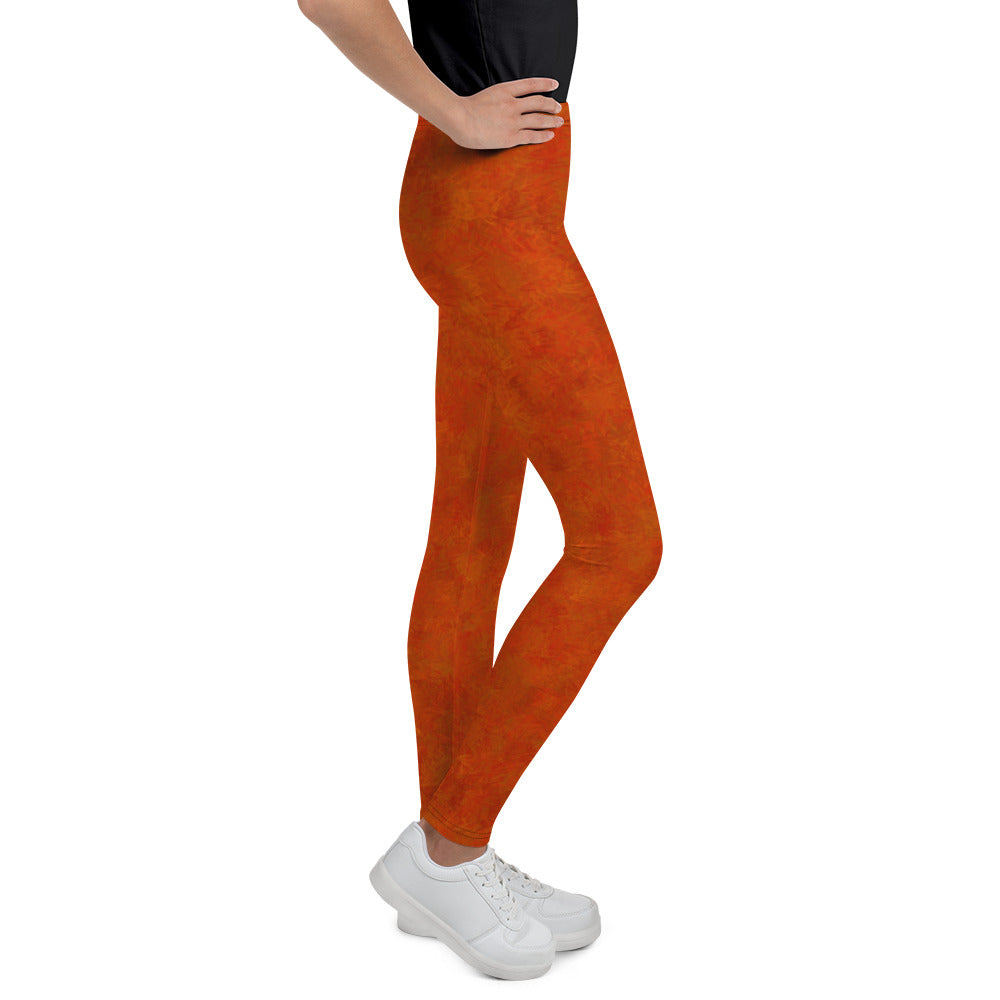 Orange Cat Fur Print Youth Leggings