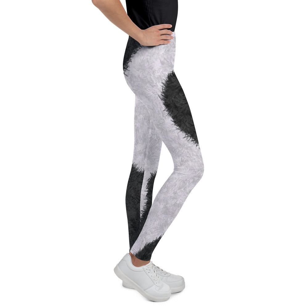 Black and White Fur Print Youth Leggings