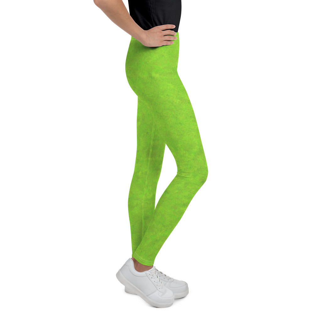 Green Fur Print Youth Leggings