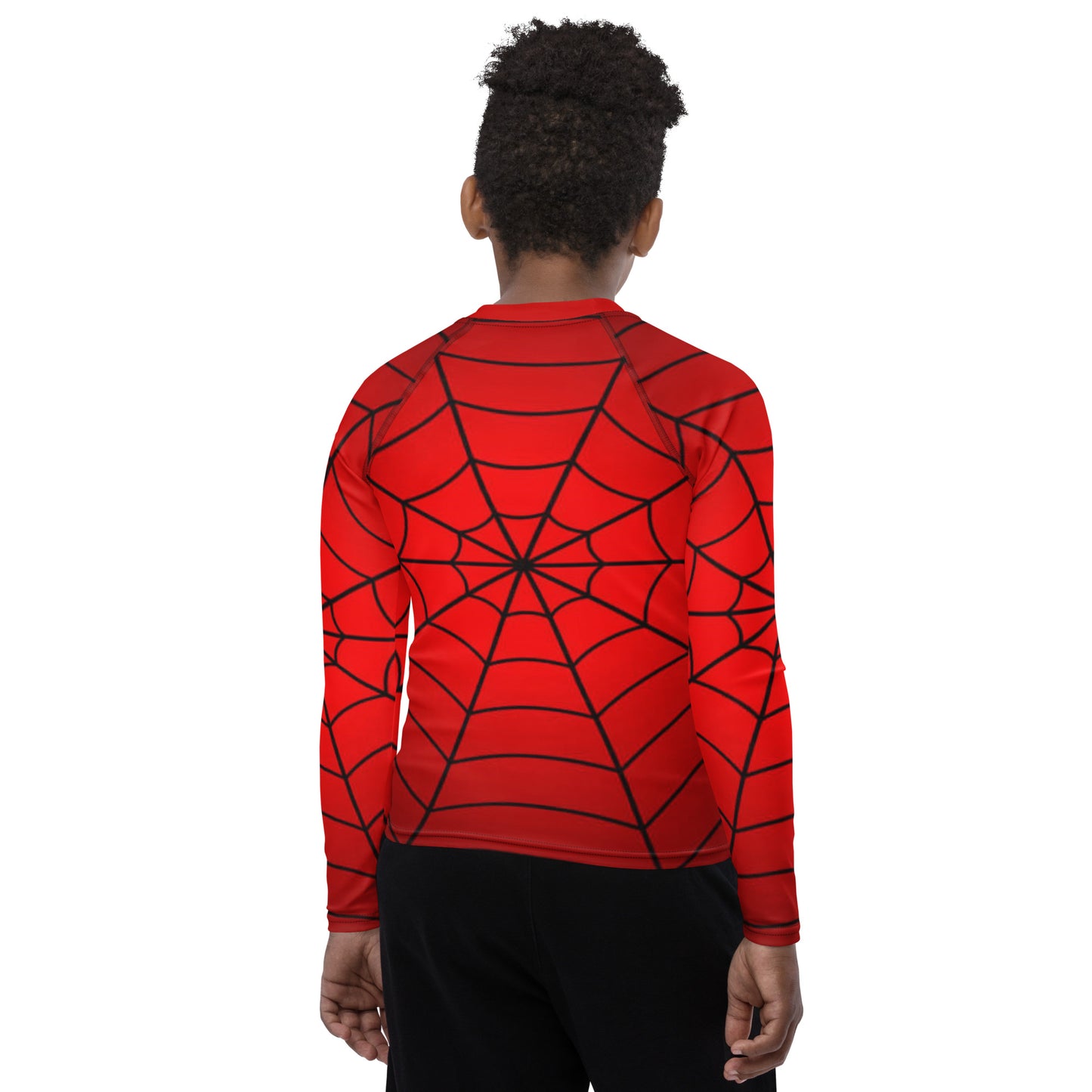 Crimson Spider Web Youth Rash Guard