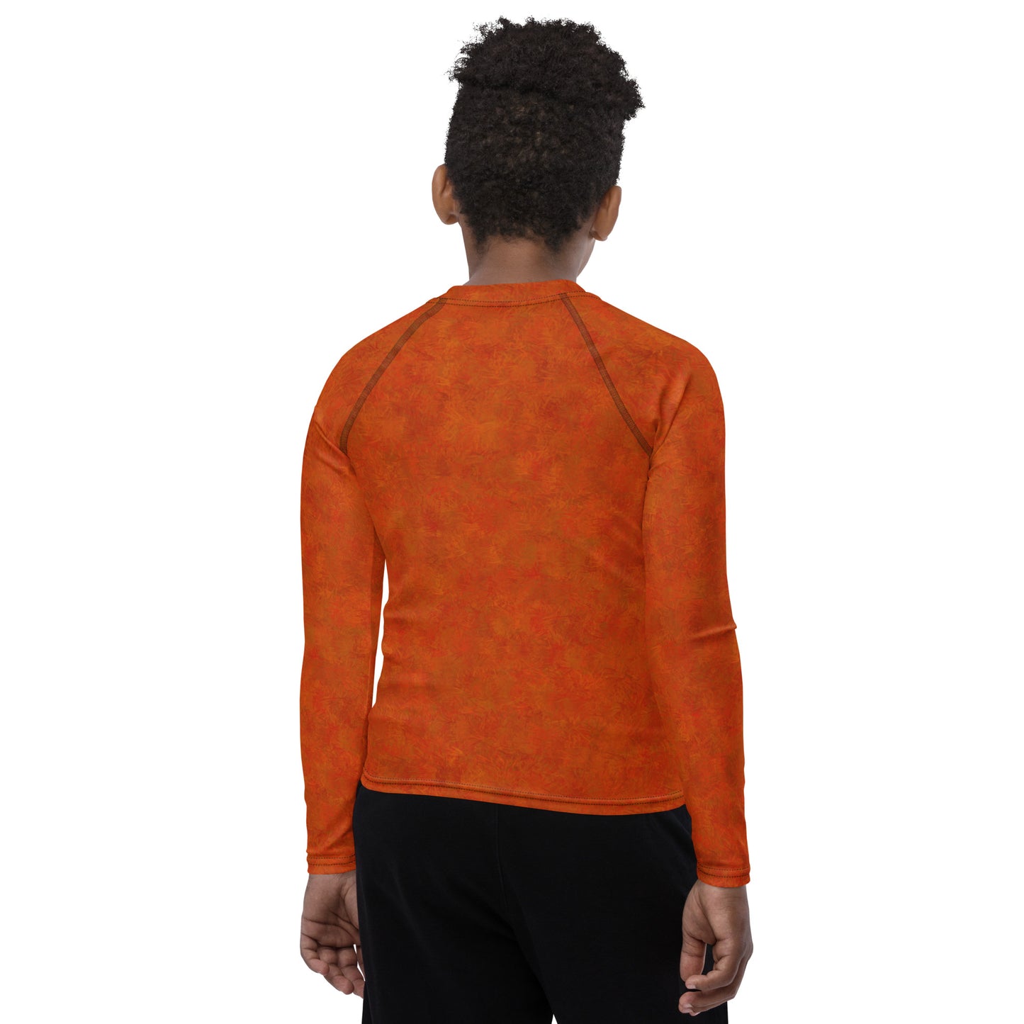 Orange Cat Fur Print Youth Rash Guard