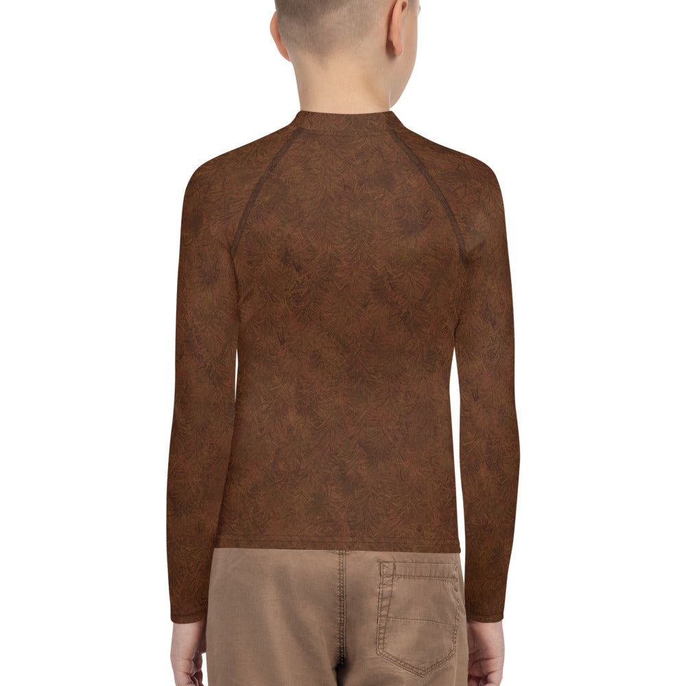 Brown Fur Print Youth Rash Guard