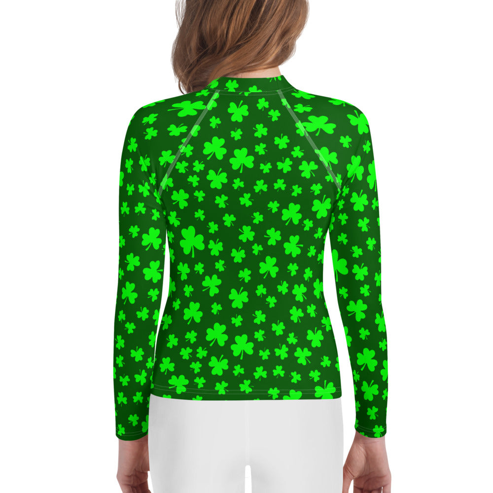 Shamrocks Print Youth Rash Guard