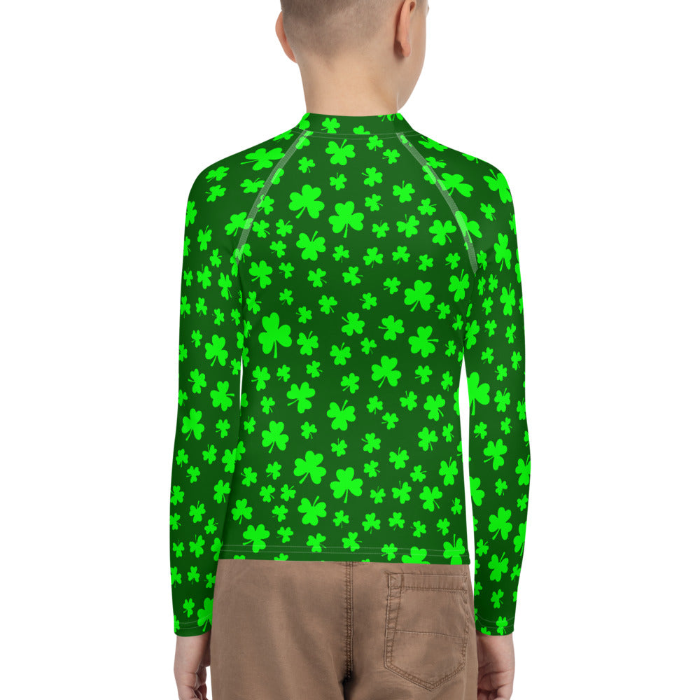 Shamrocks Print Youth Rash Guard