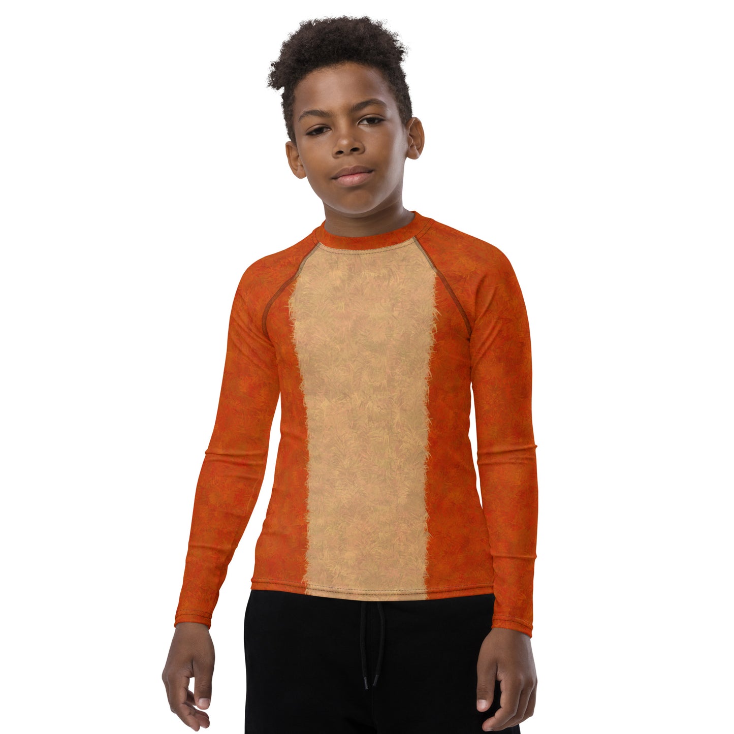 Orange Cat Fur Print Youth Rash Guard