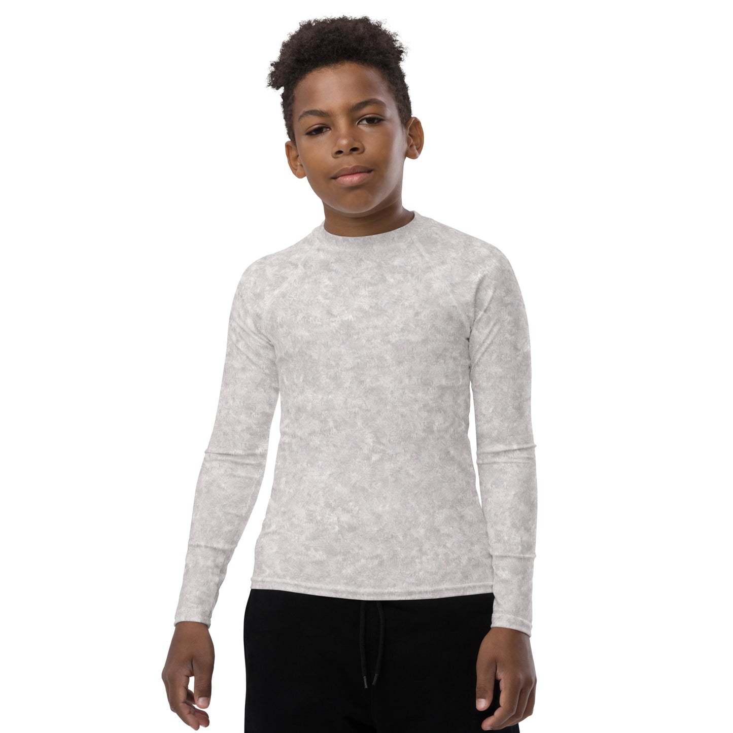 White Fur Print Youth Rash Guard