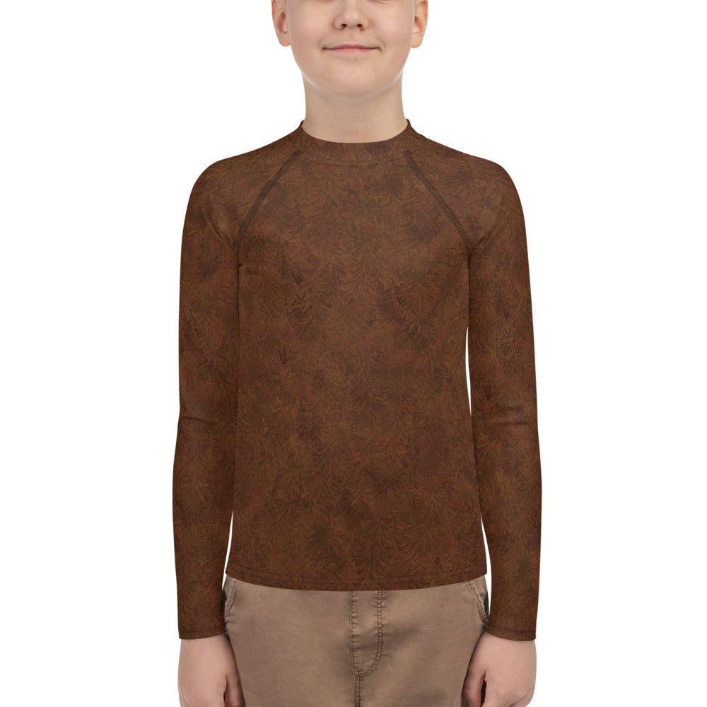 Brown Fur Print Youth Rash Guard