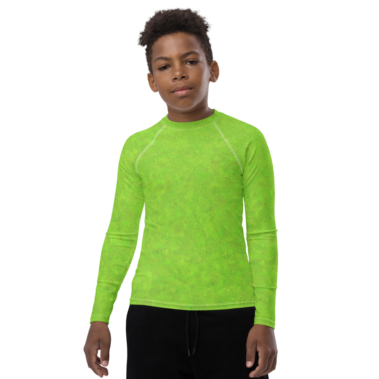 Green Fur Print Youth Rash Guard