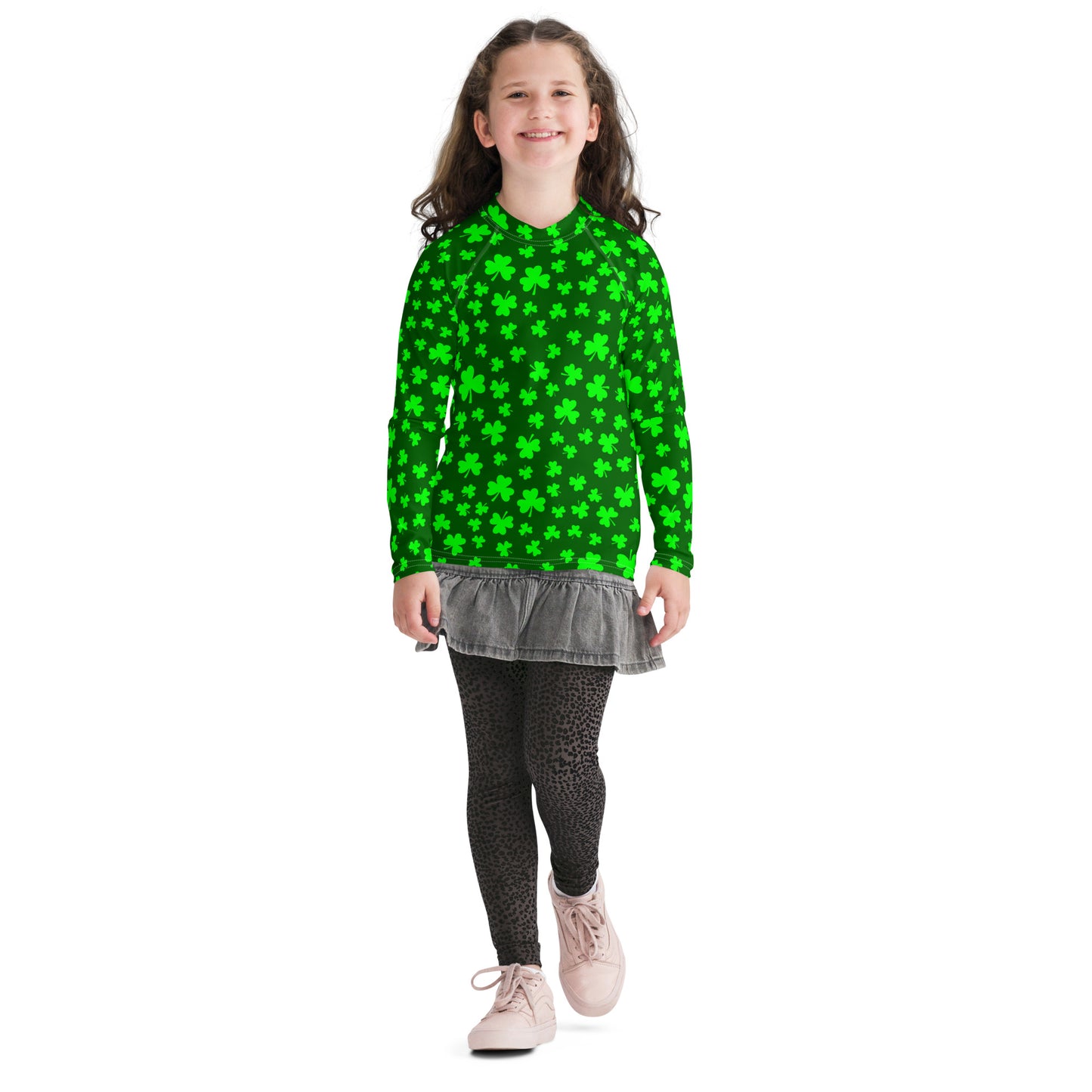 Shamrocks Print Youth Rash Guard