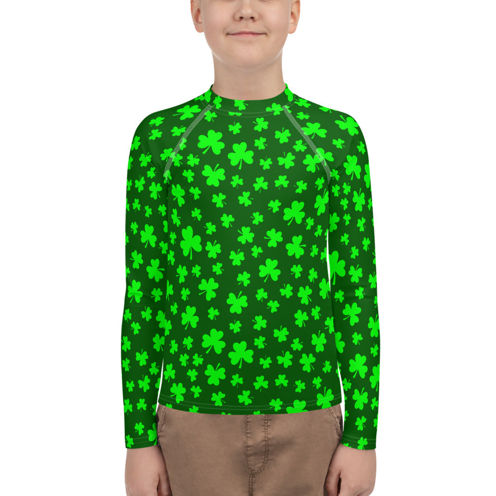 Shamrocks Print Youth Rash Guard