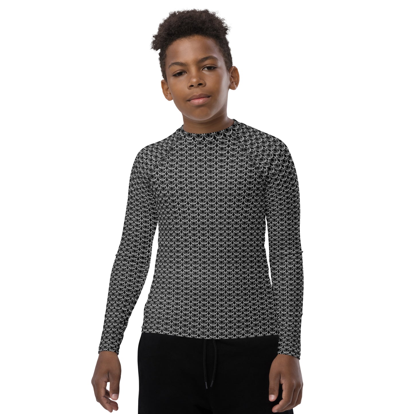 Chain Mail Print Youth Rash Guard