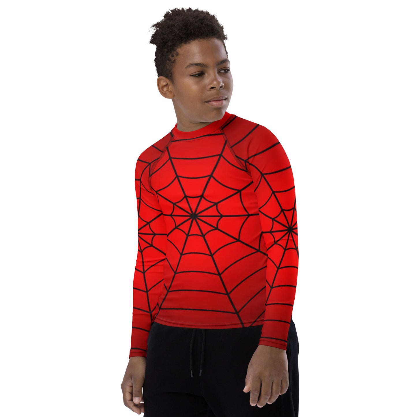 Crimson Spider Web Youth Rash Guard