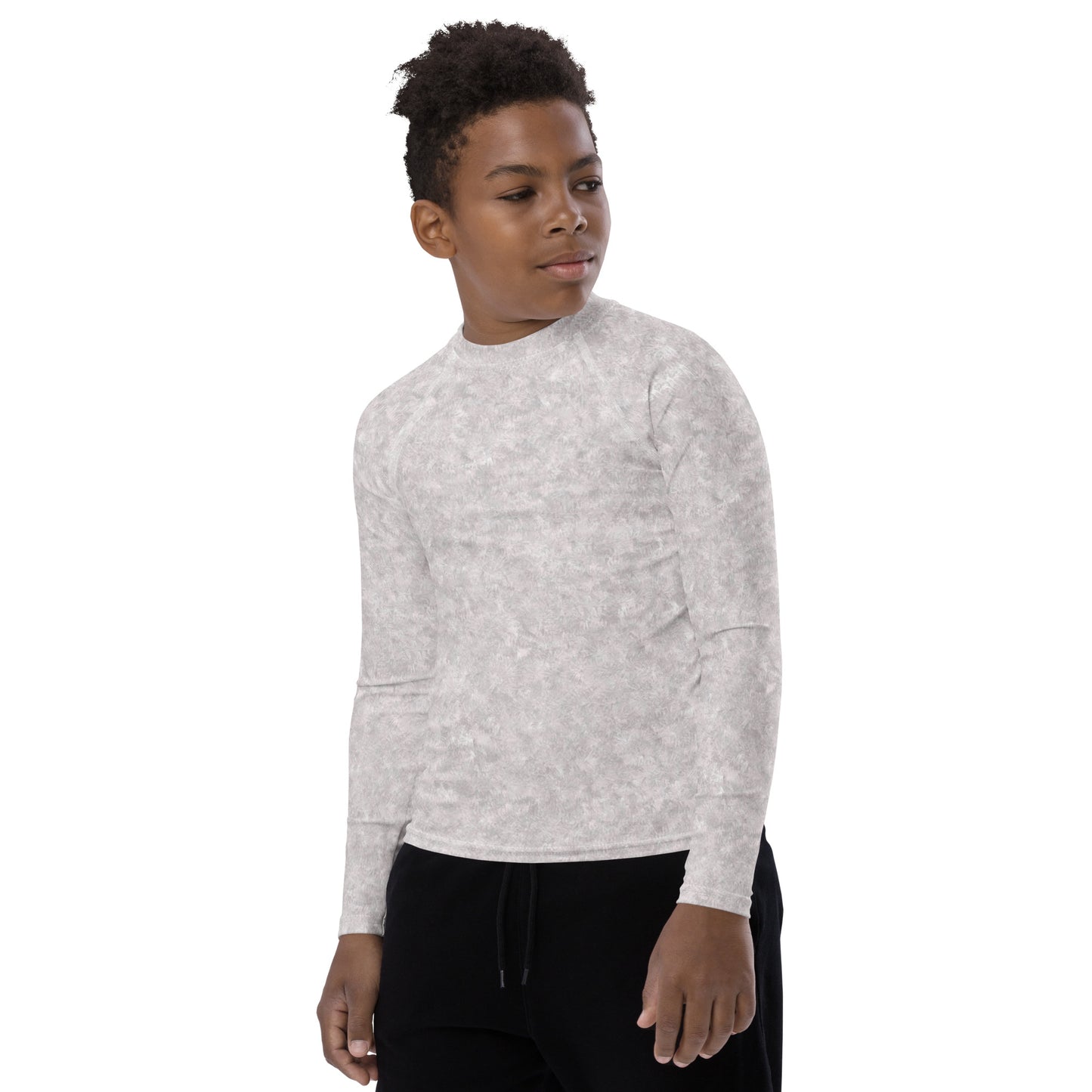 White Fur Print Youth Rash Guard