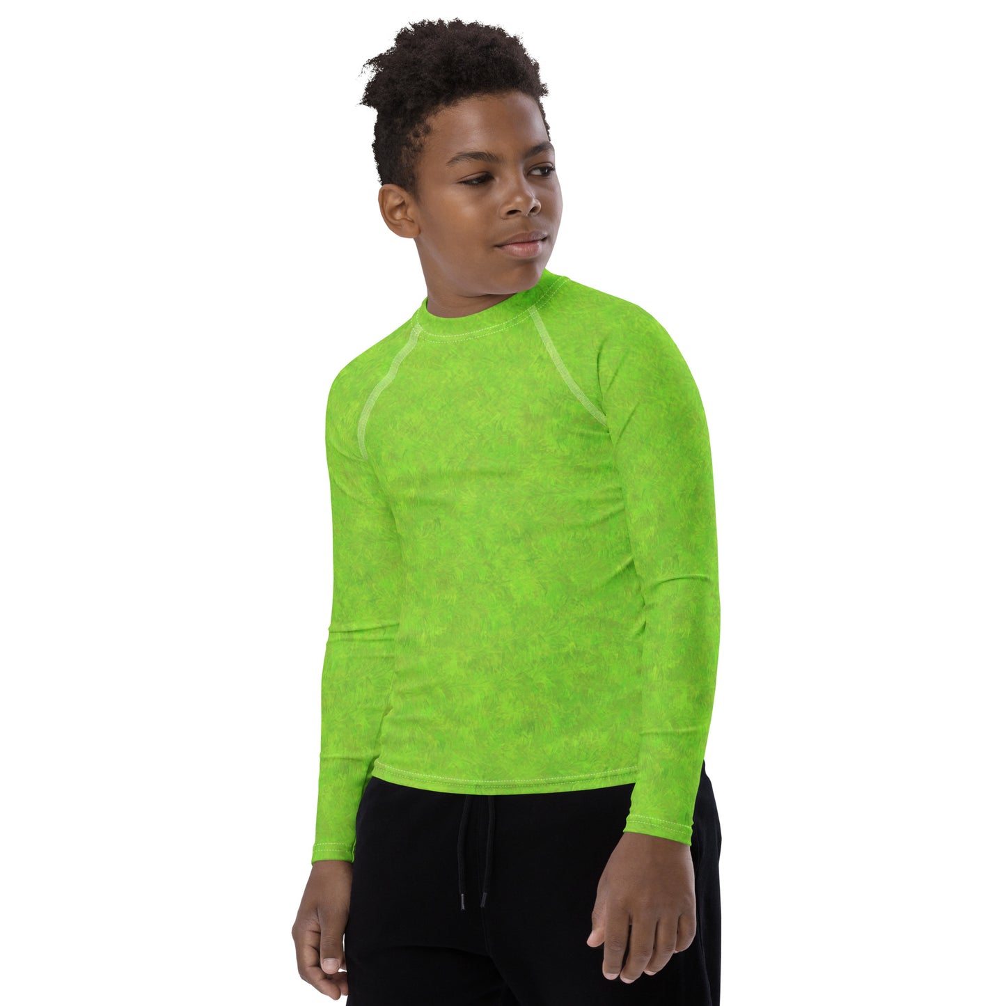 Green Fur Print Youth Rash Guard