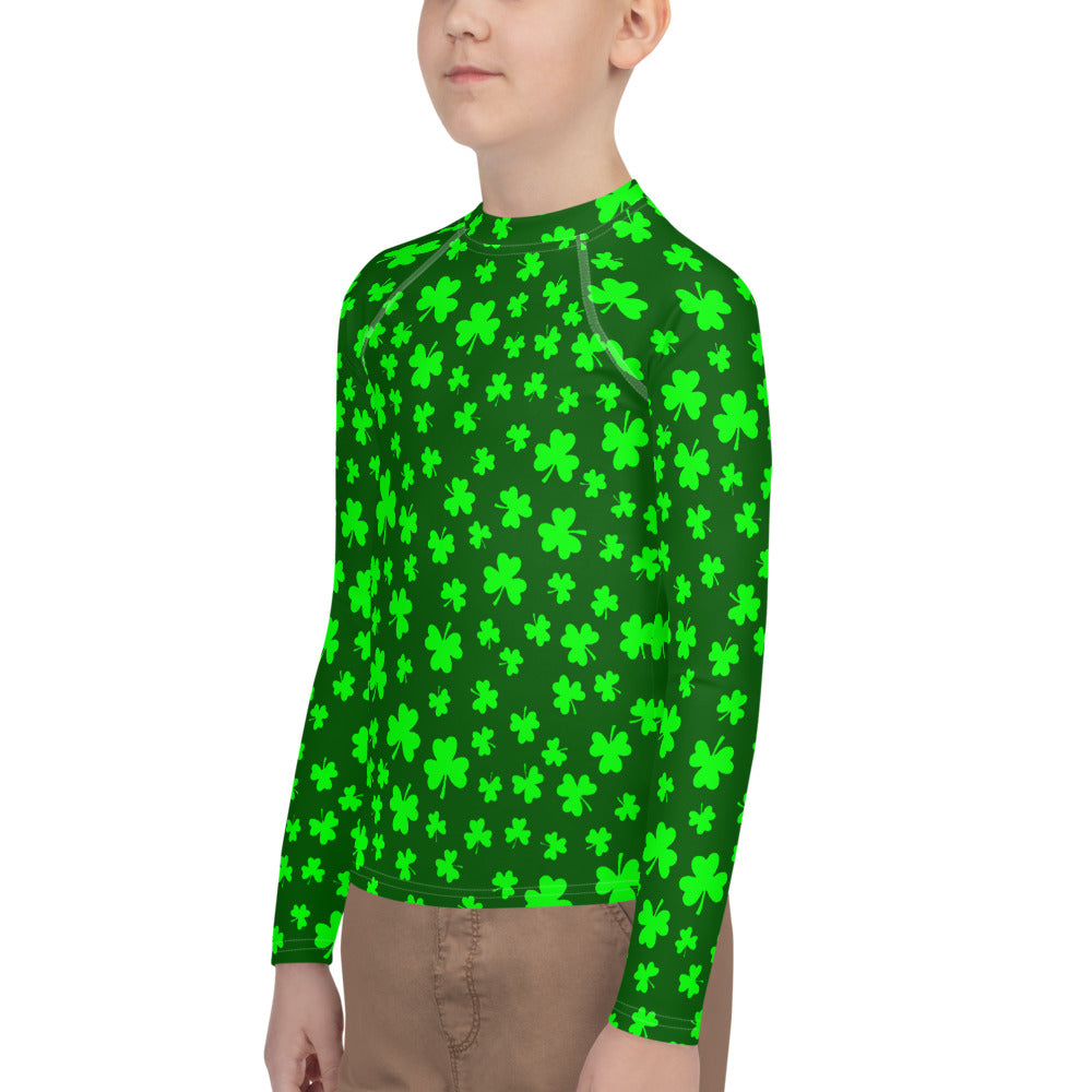 Shamrocks Print Youth Rash Guard