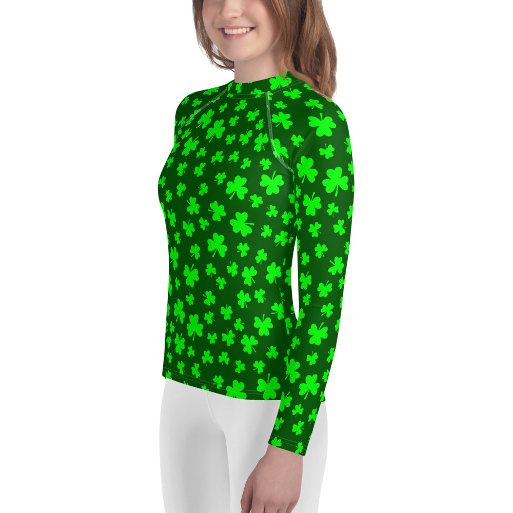 Shamrocks Print Youth Rash Guard