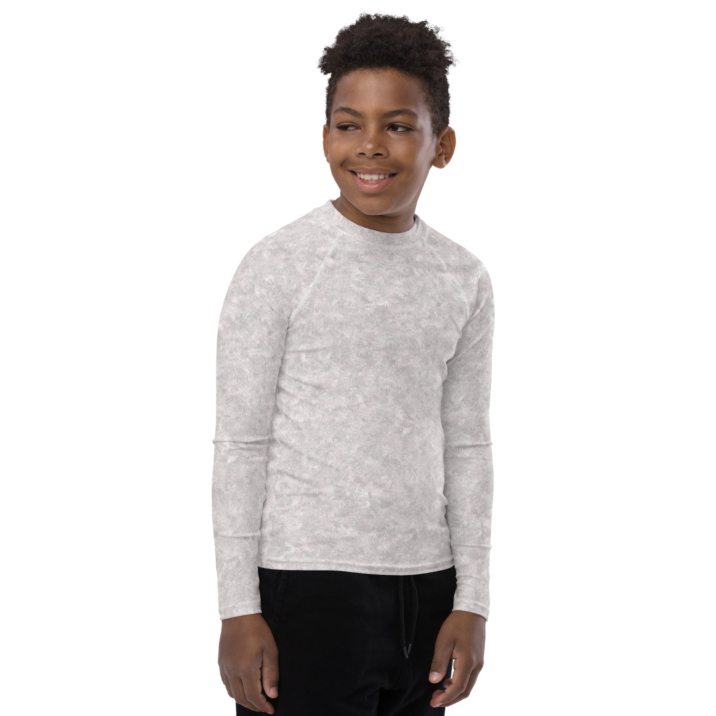 White Fur Print Youth Rash Guard