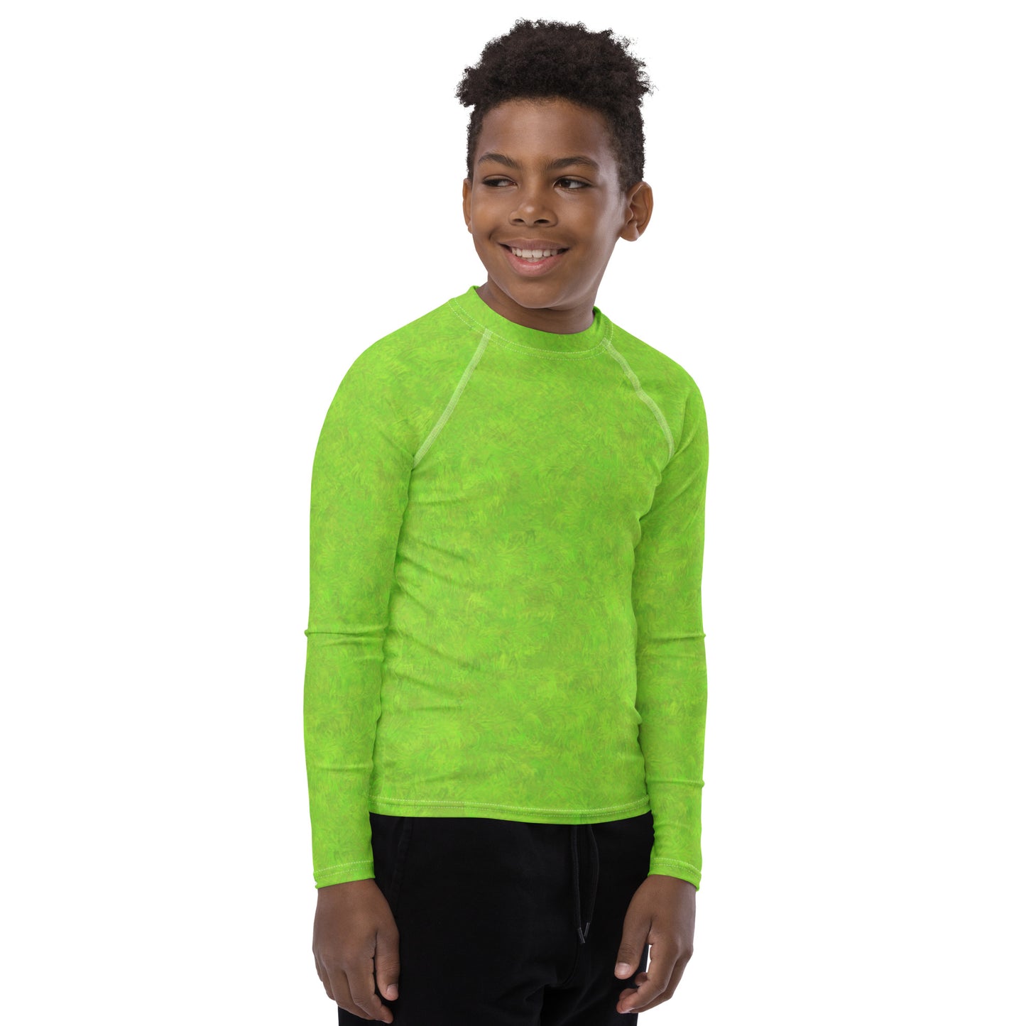 Green Fur Print Youth Rash Guard