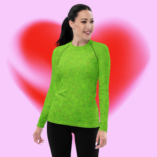 Green Fur Print Women's Rash Guard